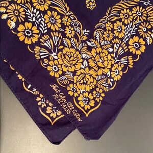 Vintage Fast Color All Cotton Navy & Yellow Floral Bandana RN 15193 (50-70’s)